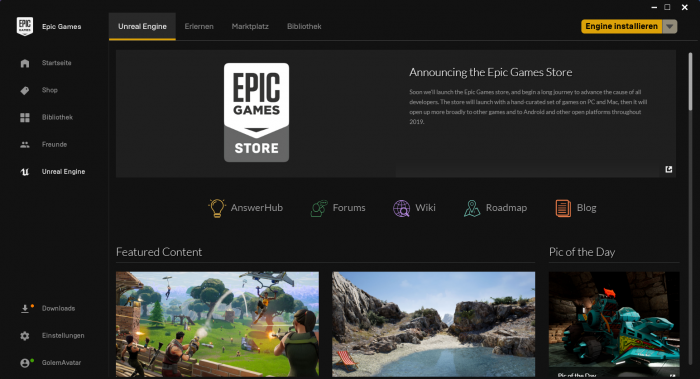 Der Games Store macht Werbung für die Unreal Engine. (Bild: Epic Games/Screenshot: Golem.de)